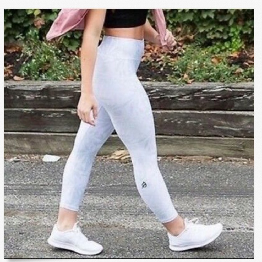 Ptula White Leaf Desiree High Waist Leggings
